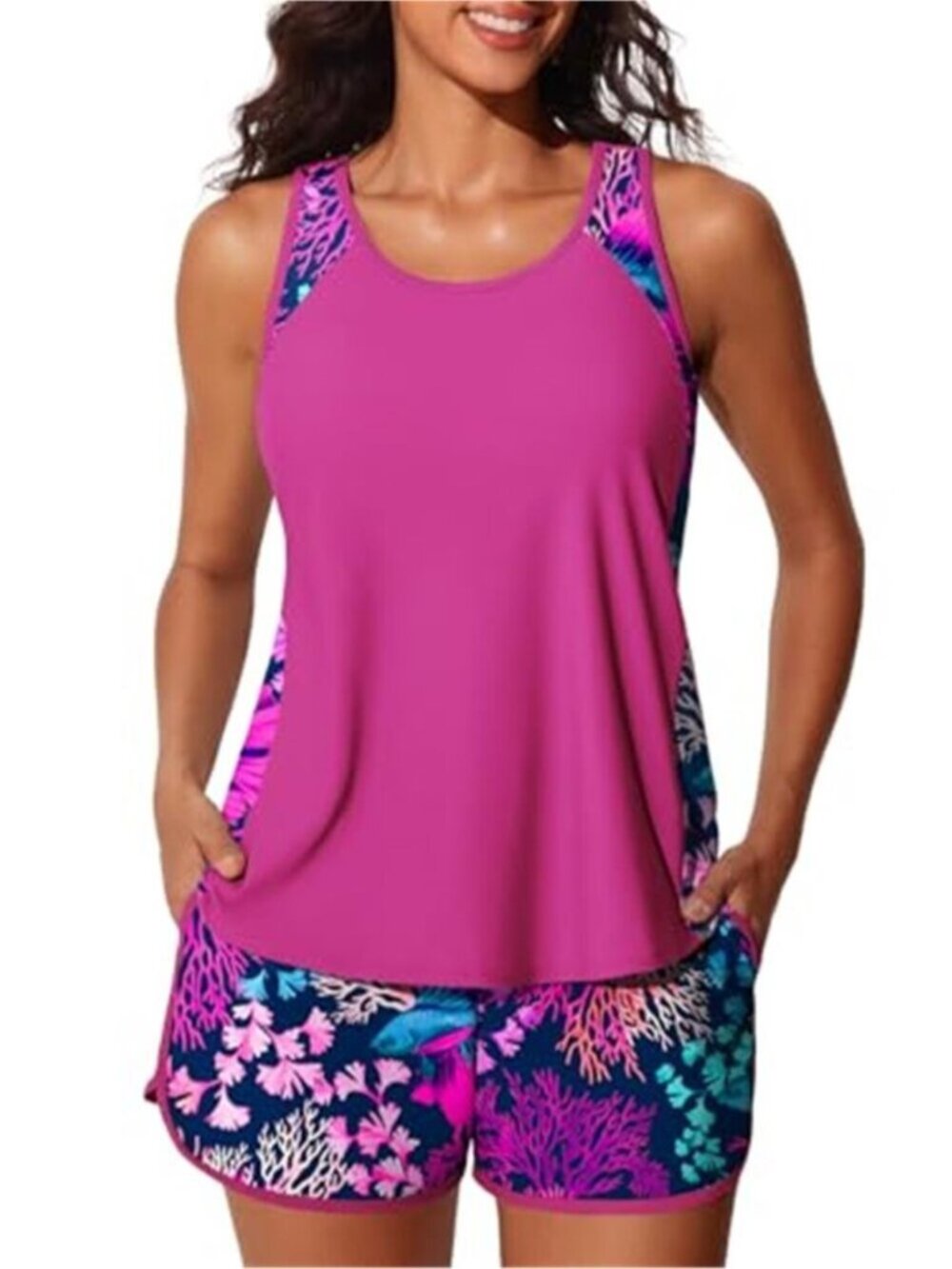 Women's Tankini Swimsuit Tummy Control Two Piece Bathing Suit